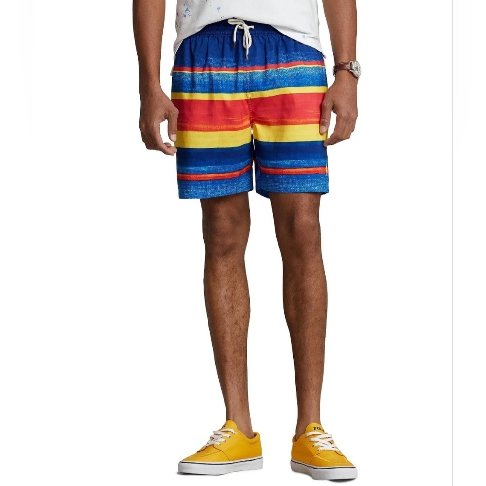 Polo Ralph Lauren Mens 5.75" Traveler Classic Striped Swim Trunks Multicolor Siz